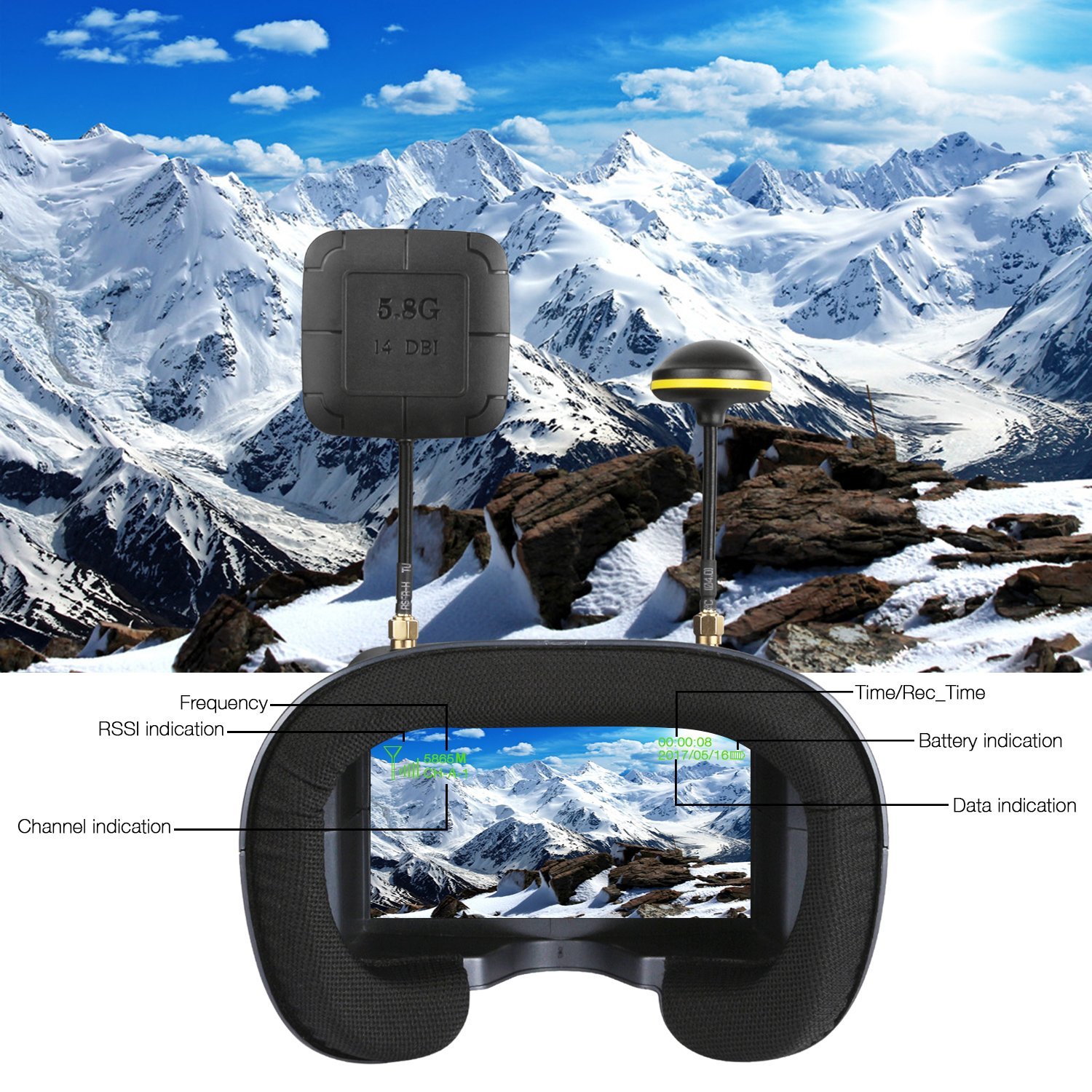 008D 5.8G 40CH 4.3 Inch 800*48 - Skyzone Cobra X V2 Fpv Goggles recensie en prijs